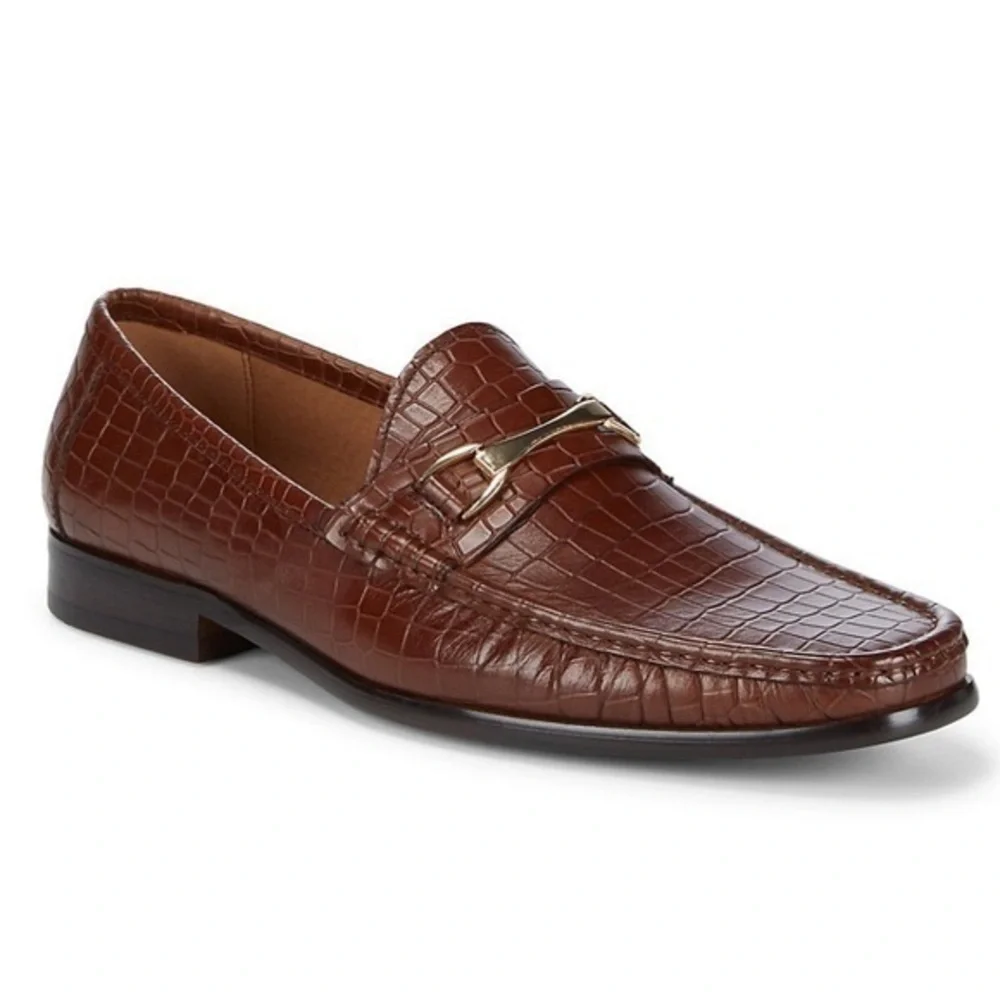 Saks Fifth Avenue Donatello Leather men’s Loafers Size 8.5 color Brown
